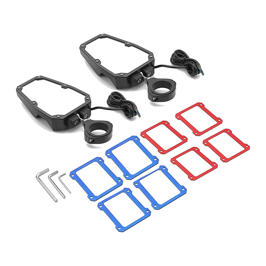 Pair Side Mirrors with LED Spot Light and Pulse Wire for Polaris RZR Pro R / Pro XP