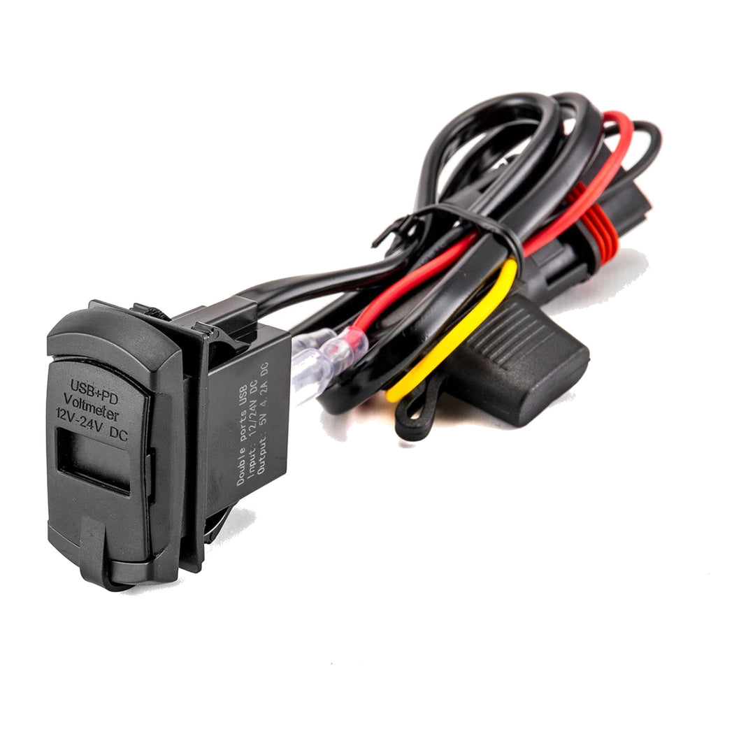 Dual USB 4.2A Charger with LED Voltmeter for Polaris RZR Ranger Pulse Bus Bar