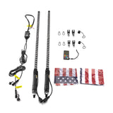 Pair RGB COB LED Whip Lights with Plug and Play Pulse Wire, Polaris General Ranger RZR