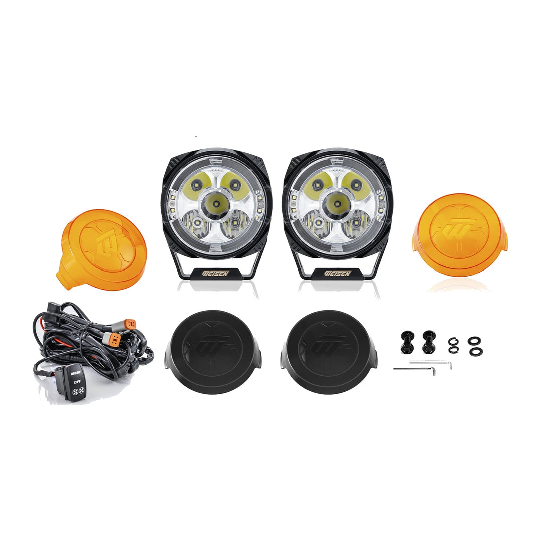 5" LED Pod Lights with Dynamic Amber & White DRL, Pair with DT Wiring