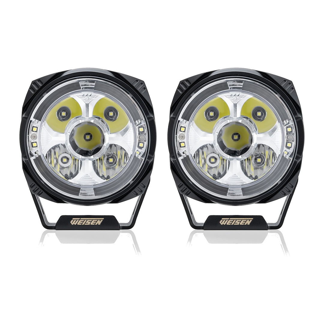 5" LED Pod Lights with Dynamic Amber & White DRL, Pair with DT Wiring - view 4