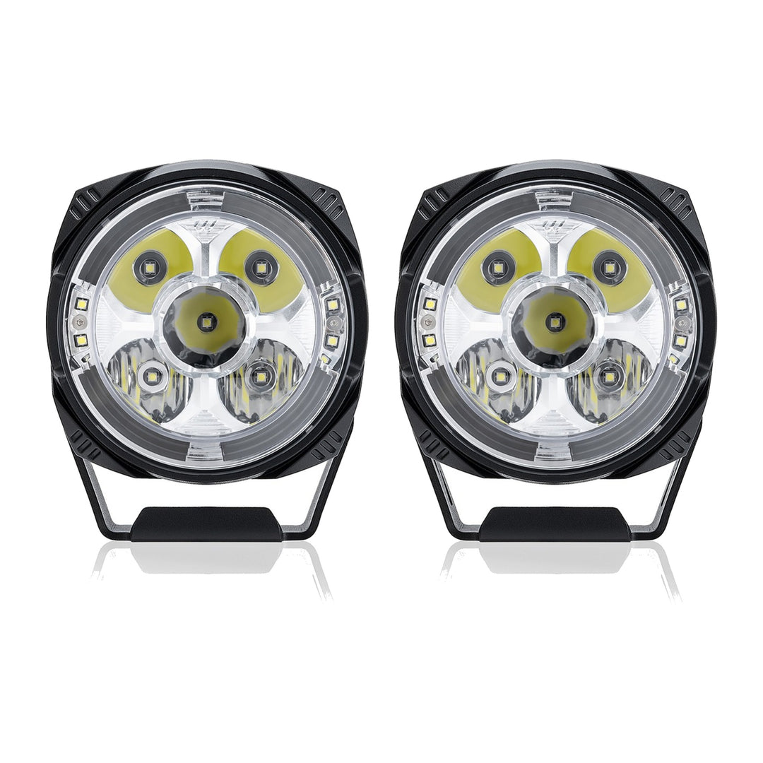 4 Pack 3.5 in LED Pod Lights with Amber/White DRL, Covers and DT Wiring Harness - view 3
