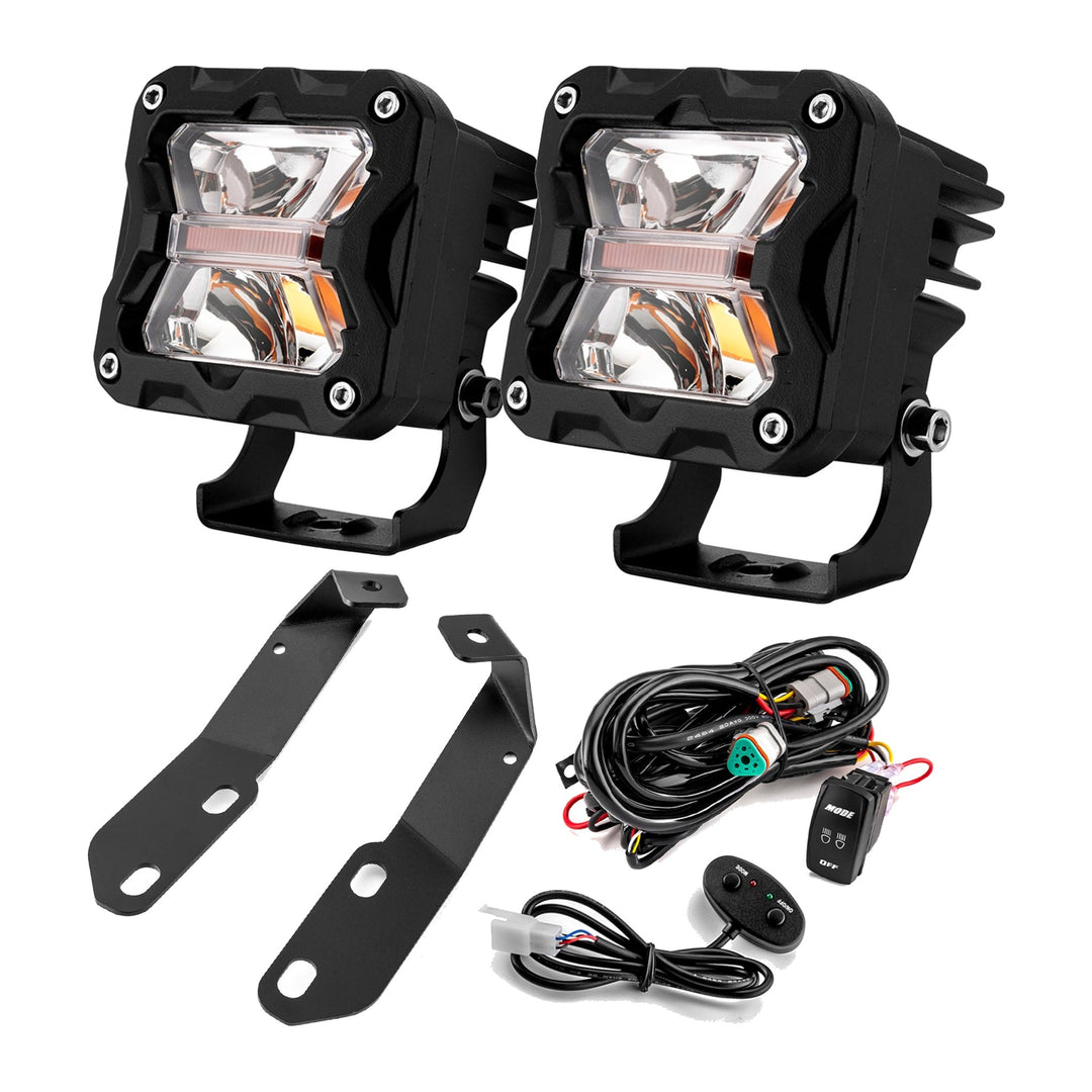 3" Amber & White Strobe LED Ditch Light Kit for 2019-2024 Toyota RAV4