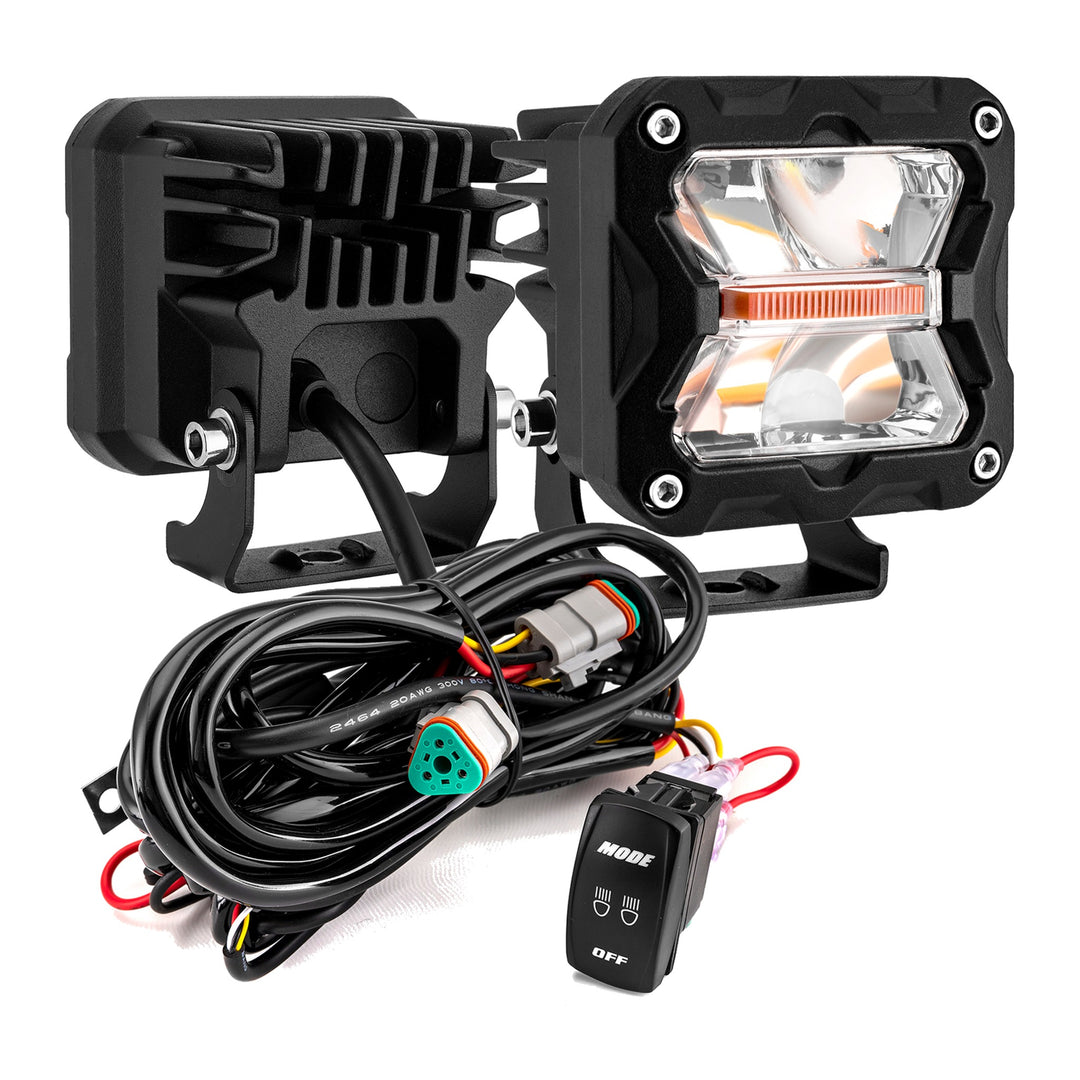 3" Amber & White Strobe LED Ditch Light Kit for 2019-2024 Toyota RAV4 - view 2