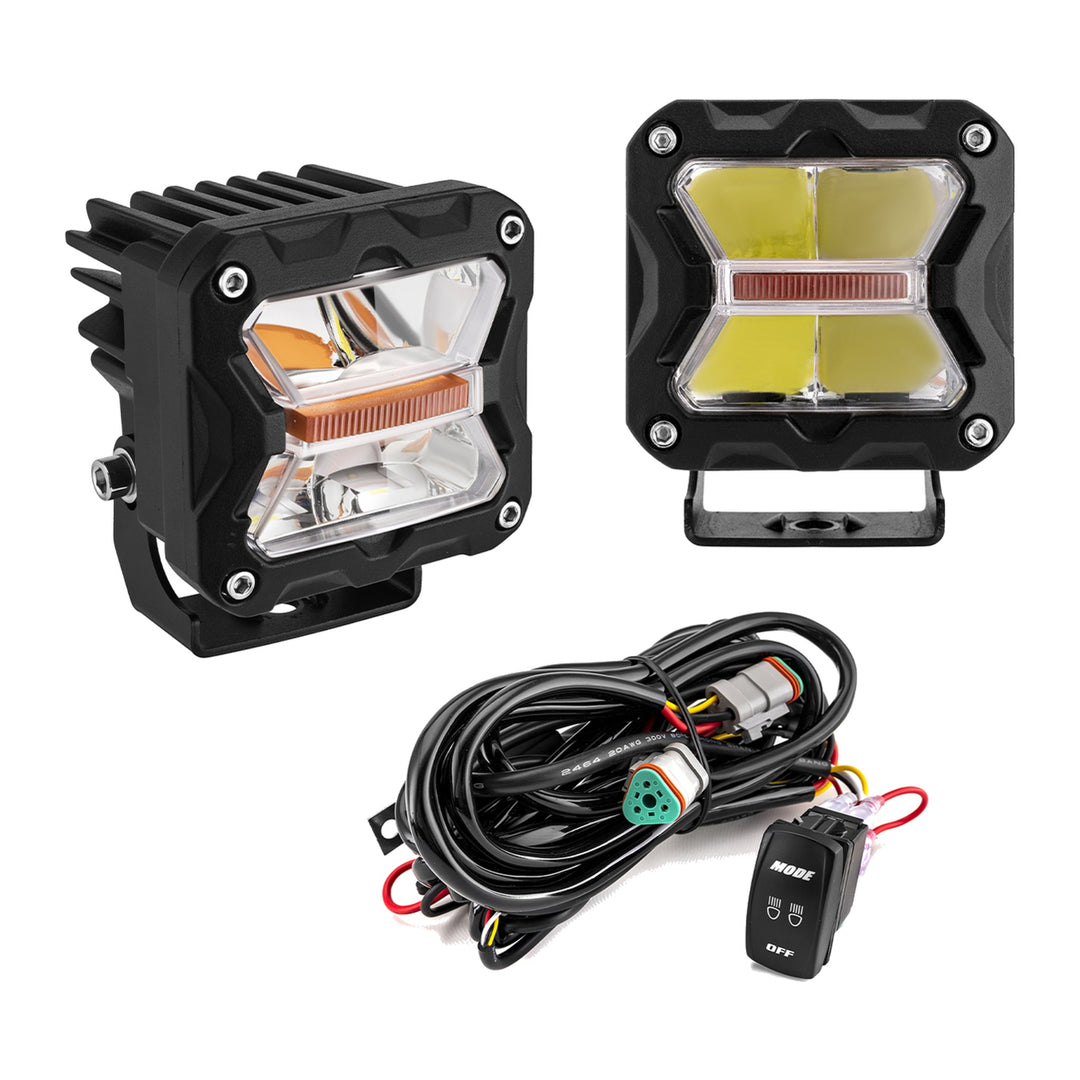 3" Amber & White Strobe LED Ditch Light Kit for 2019-2021 GMC Sierra 1500