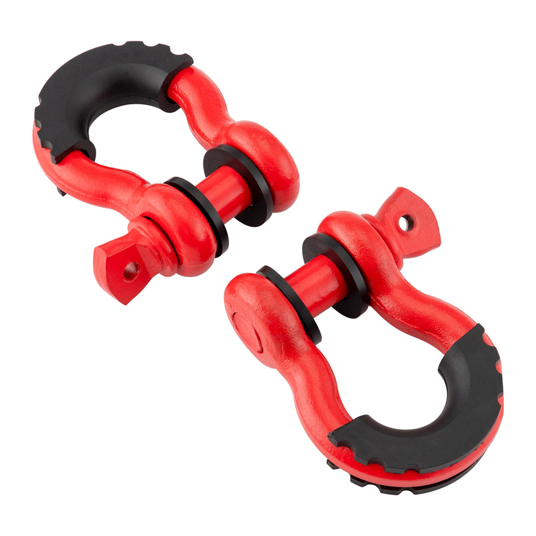 Red 3/4" D-Ring Shackles with 7/8" Pin, Isolators & Washers for Jeep, Truck & UTV