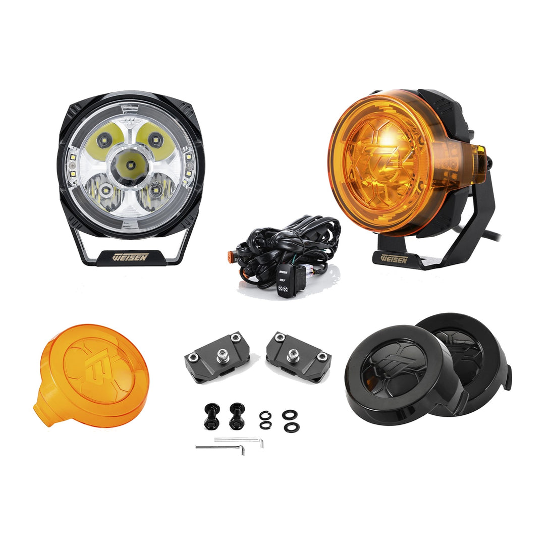 Universal 3.5 in LED Ditch Light Kit with Dynamic DRL, Hood Brackets and Wiring