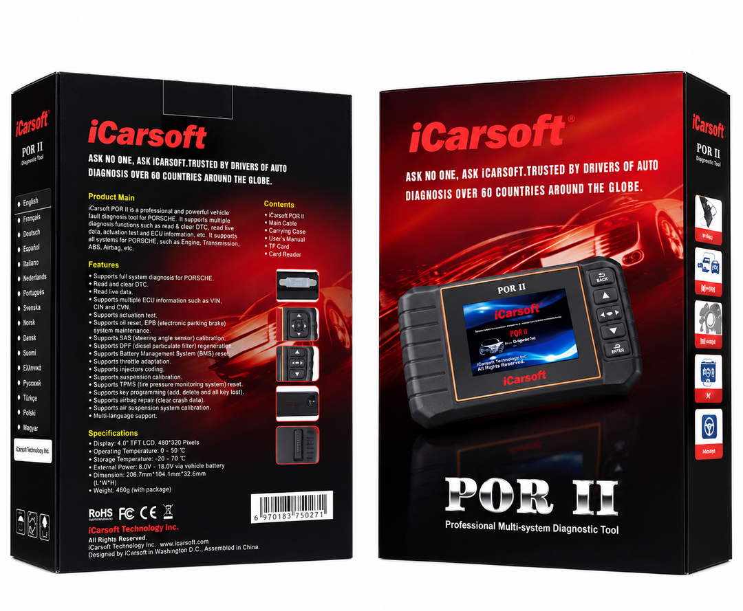 OBD2 Diagnostic Scanner for Porsche Vehicles iCarsoft POR II — studio product image 01