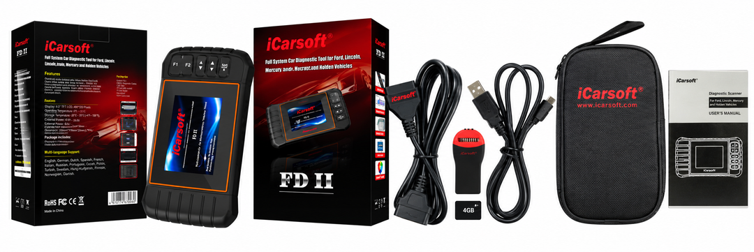 OBD2 Diagnostic Scanner for Ford Lincoln Mercury Holden iCarsoft FD II — studio product image 02