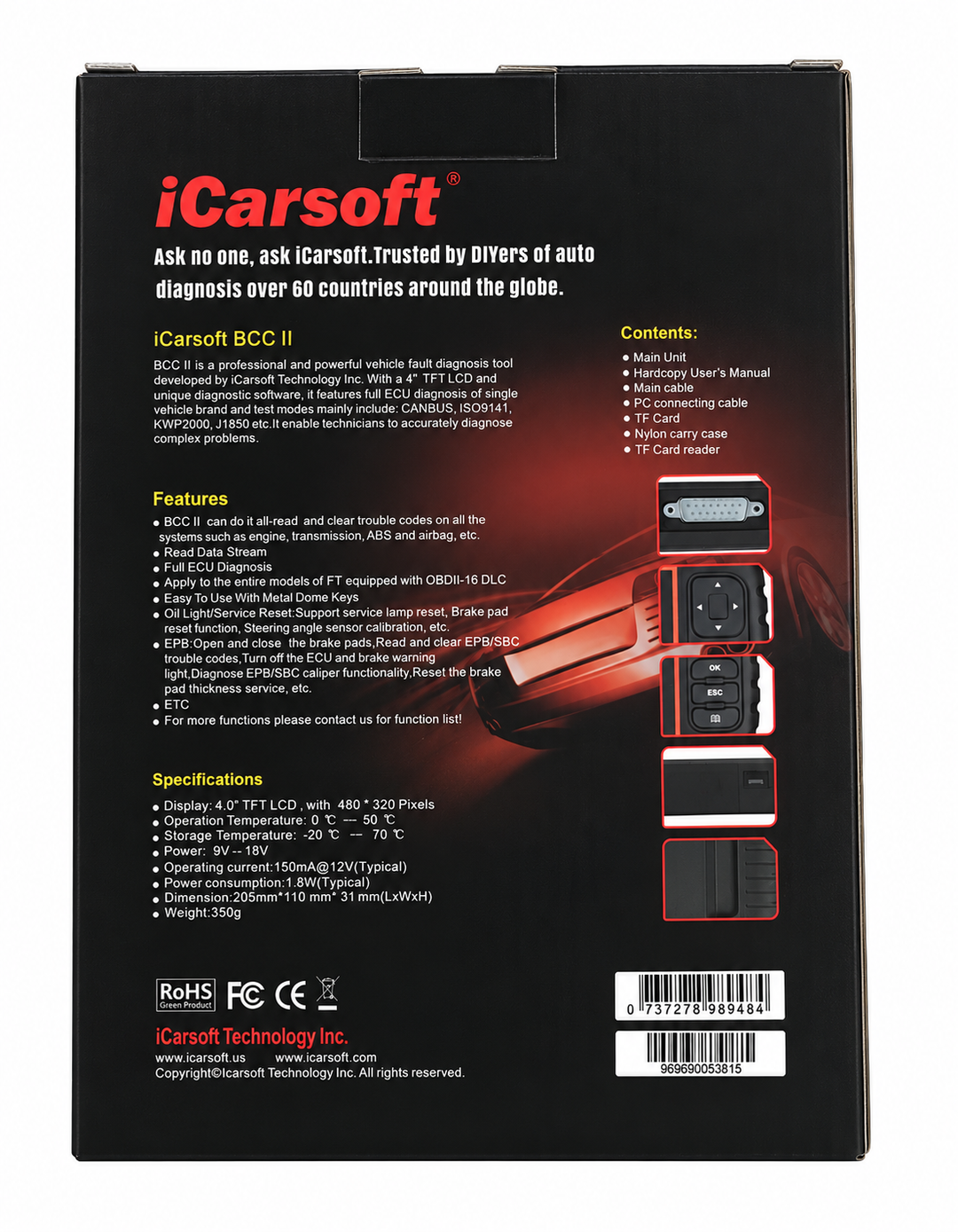 OBD2 Diagnostic Scanner for GM Chrysler Dodge Jeep iCarsoft BCC II — studio product image 04