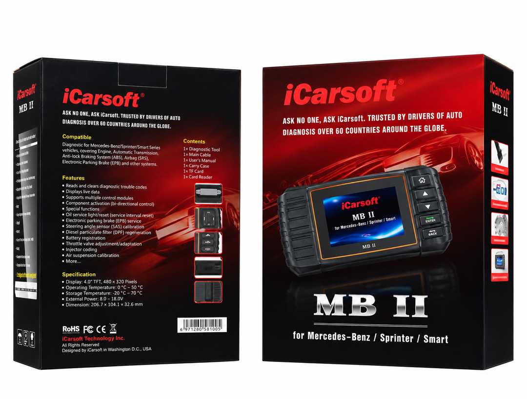 OBD2 Diagnostic Scanner for Mercedes-Benz Sprinter Smart iCarsoft MB II — studio product image 01
