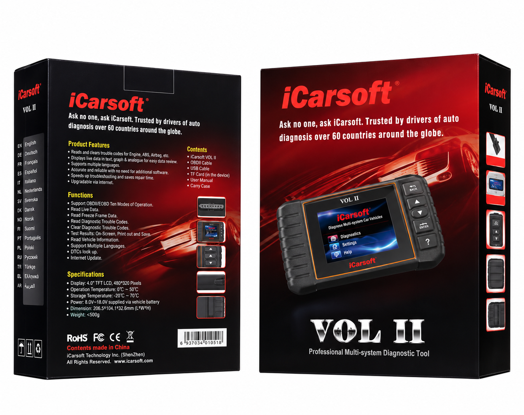 OBD2 Diagnostic Scanner for Volvo Saab iCarsoft VOL II — studio product image 01