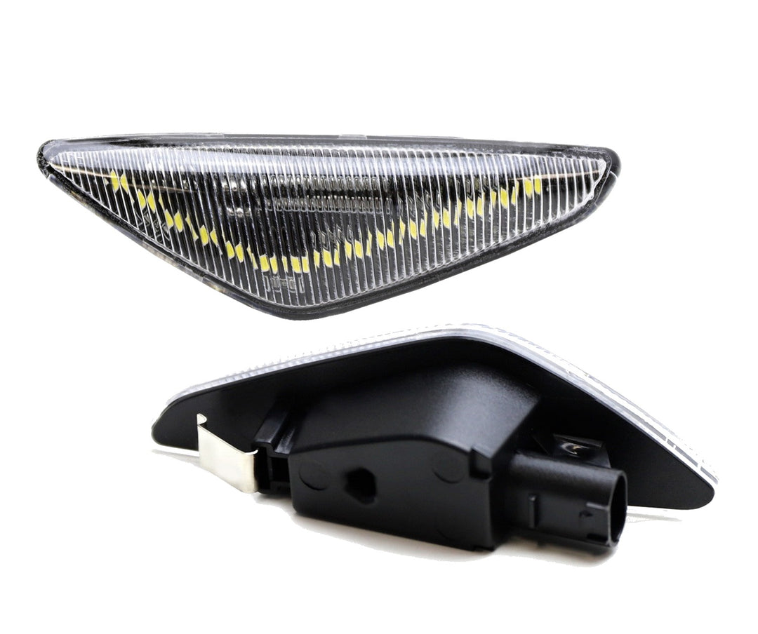 Clear V-Shape White LED Fender Side Markers for 2007-2013 BMW X5, 2008-2014 X6 and 2011-2015 X3