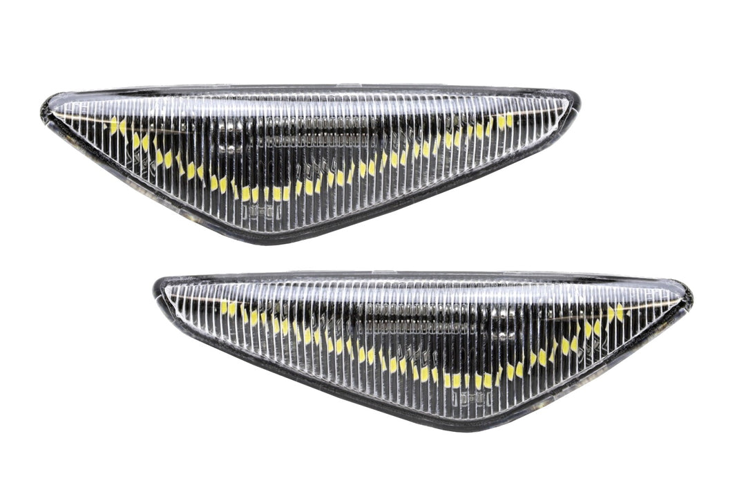 Clear V-Shape White LED Fender Side Markers for 2007-2013 BMW X5, 2008-2014 X6 and 2011-2015 X3