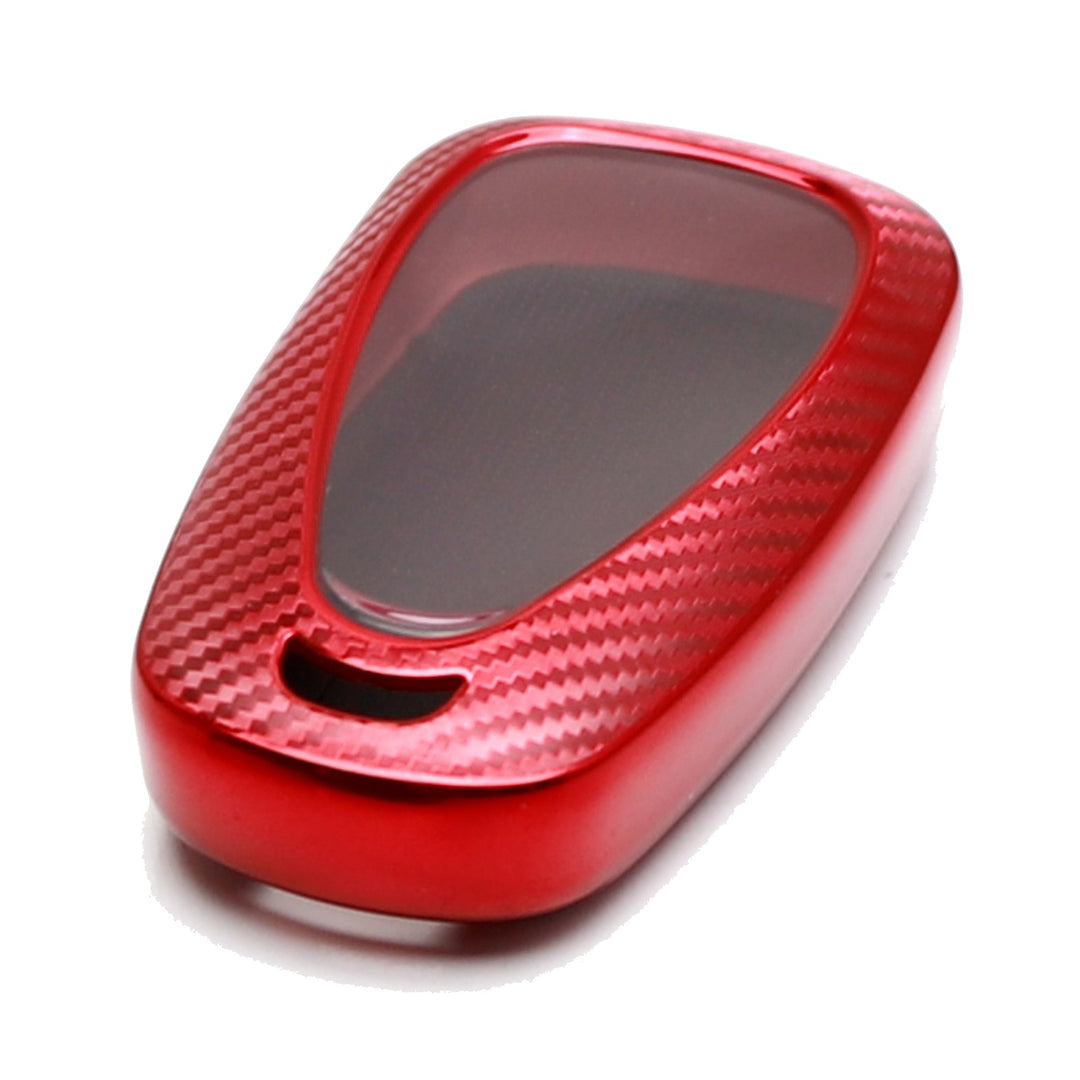 Red Carbon Fiber Pattern TPU Key Fob Case for 2016-2024 Chevrolet Camaro Malibu Cruze Spark Trax Volt