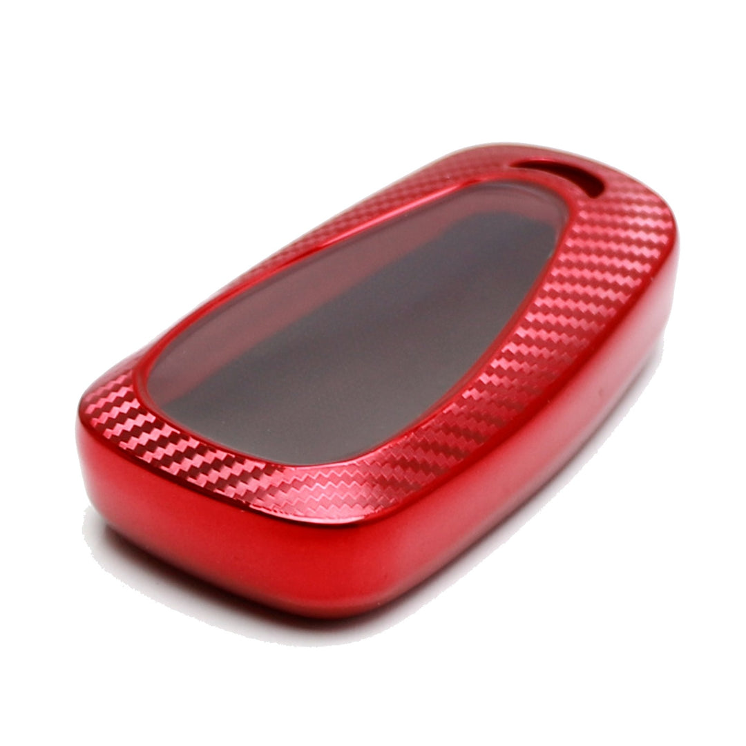 Red Carbon Fiber Pattern TPU Key Fob Case for 2016-2024 Chevrolet Camaro Malibu Cruze Spark Trax Volt