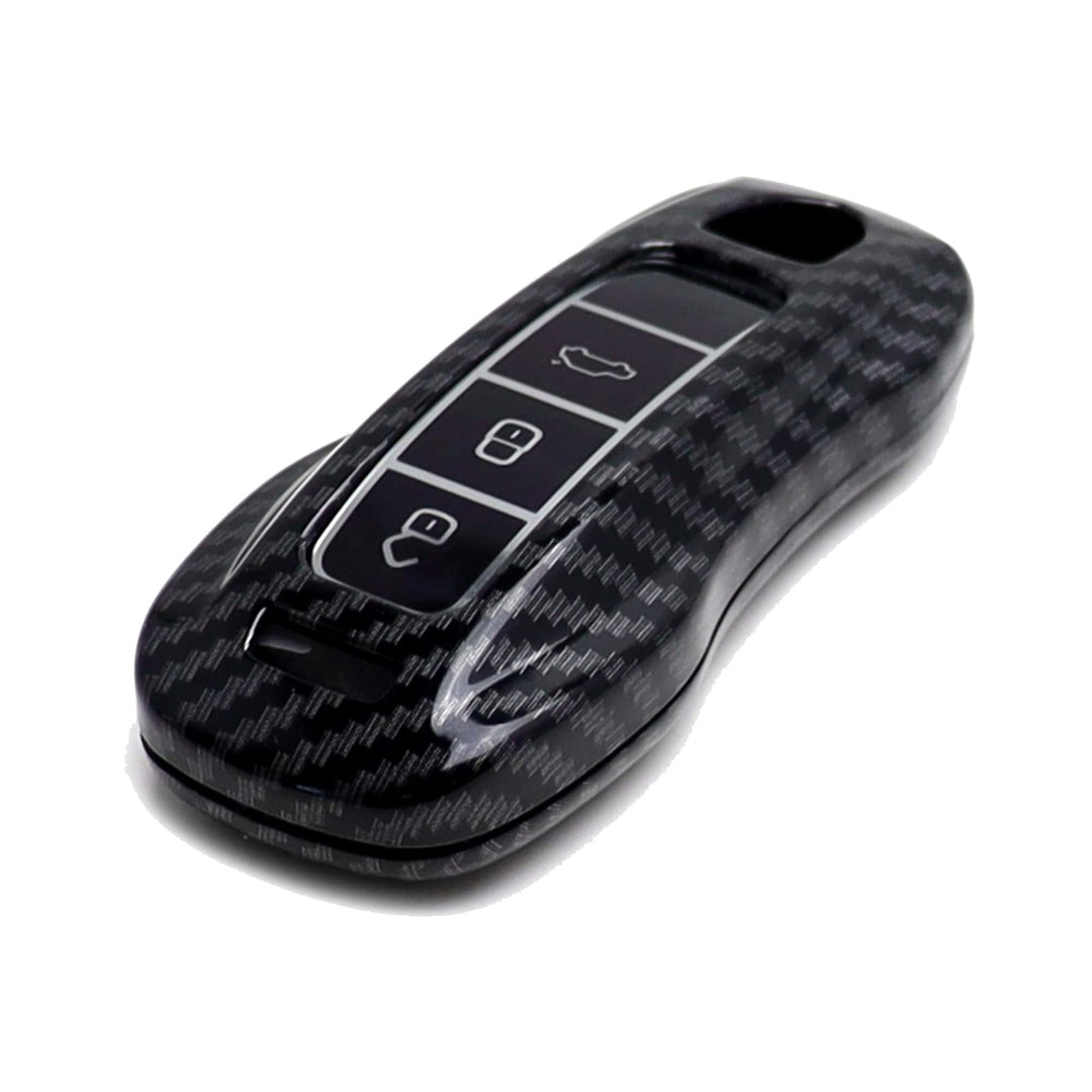 Black Carbon Fiber Pattern Key Fob Case for 2022-2025 Porsche 911 Cayenne Macan Panamera 9Y0-959-753