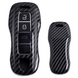 Black Carbon Fiber Pattern Key Fob Case for 2022-2025 Porsche 911 Cayenne Macan Panamera 9Y0-959-753
