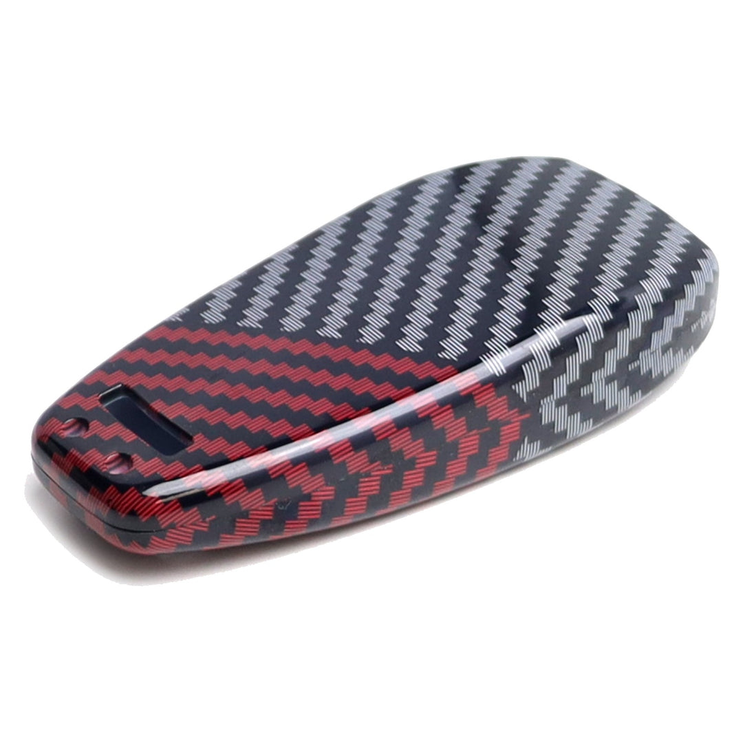 Black Red Carbon Fiber Pattern Key Fob Cover for 2017-2025 Mercedes-Benz C E S GLC GLE Class