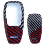 Black Red Carbon Fiber Pattern Key Fob Cover for 2017-2025 Mercedes-Benz C E S GLC GLE Class