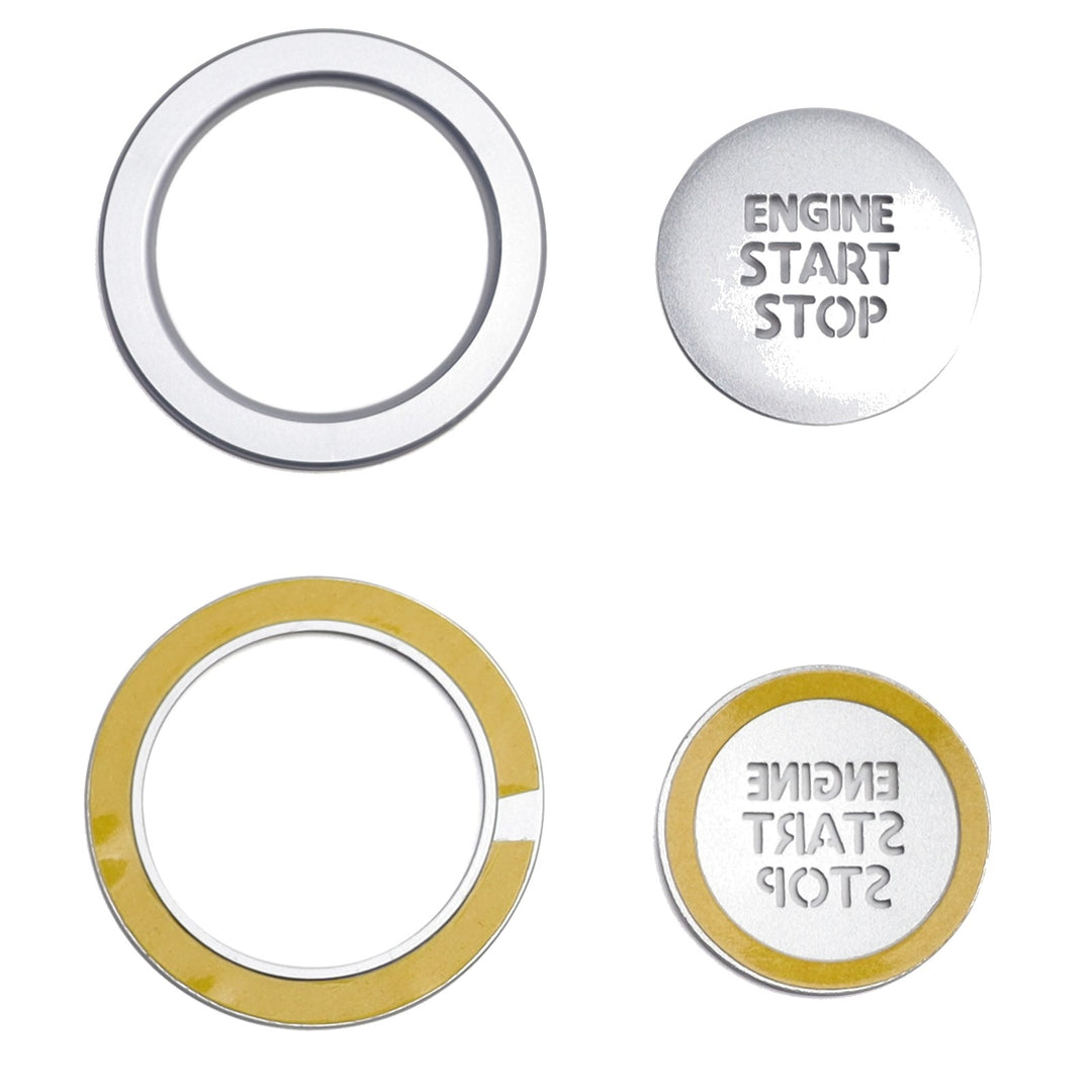 Satin Silver Engine Start Stop Button with Ring Trim for 2020-2024 Toyota Camry RAV4 Tacoma Tundra