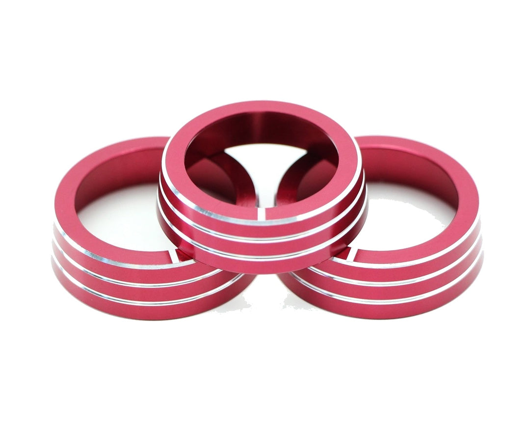 Red Aluminum Climate Control Knob Rings for 2011-2014 Volkswagen Golf, GTI and 2012-2016 Jetta