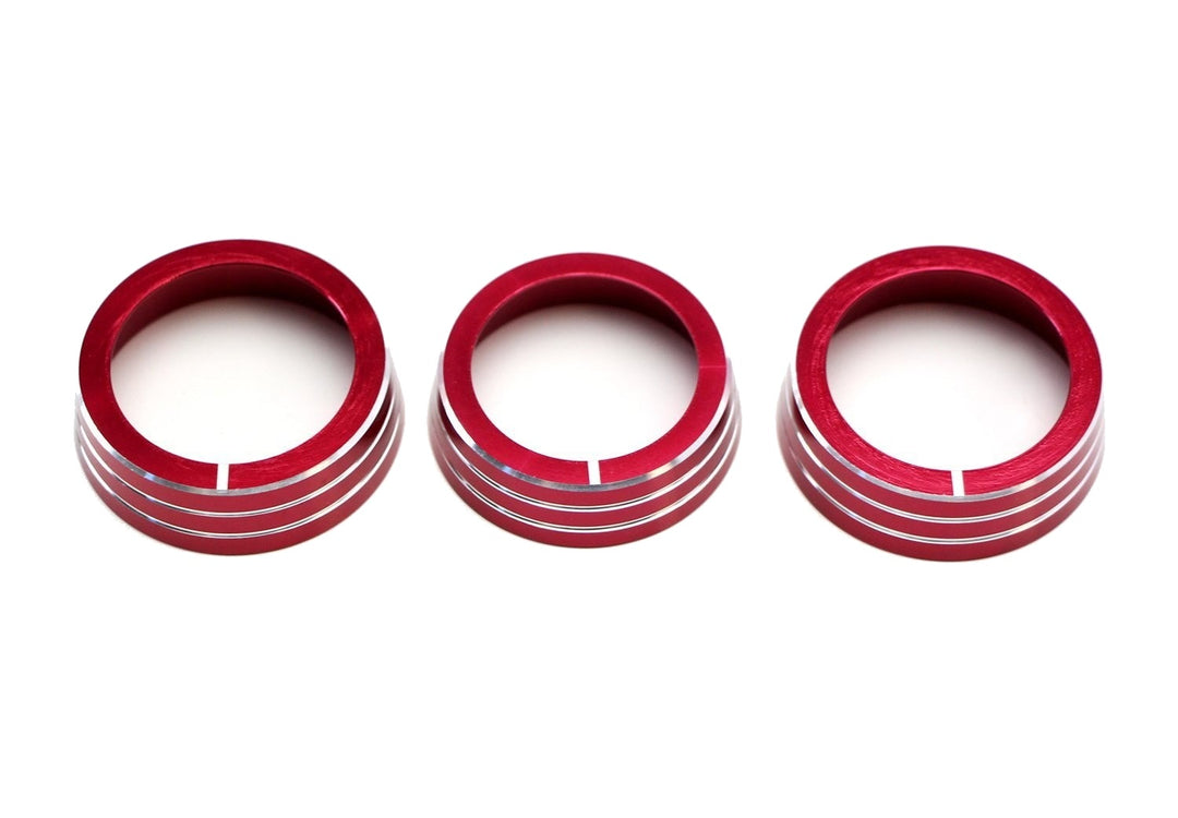 Red Aluminum Climate Control Knob Rings for 2011-2014 Volkswagen Golf, GTI and 2012-2016 Jetta
