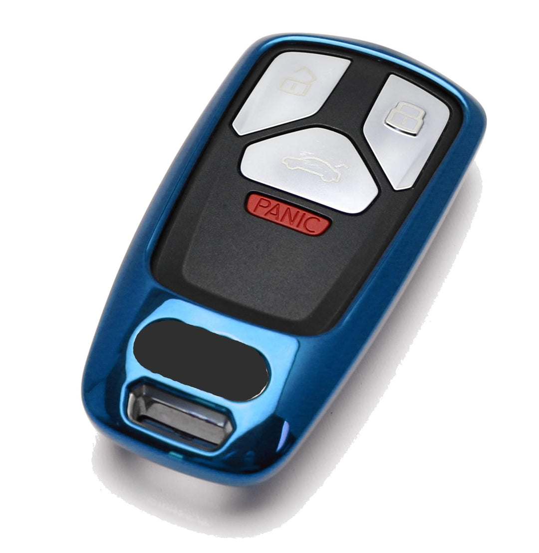 Chrome Blue TPU Key Fob Case for 2019-2021 Audi A4, A5, Q5 and Q7