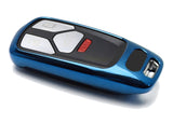 Chrome Blue TPU Key Fob Case for 2019-2021 Audi A4, A5, Q5 and Q7