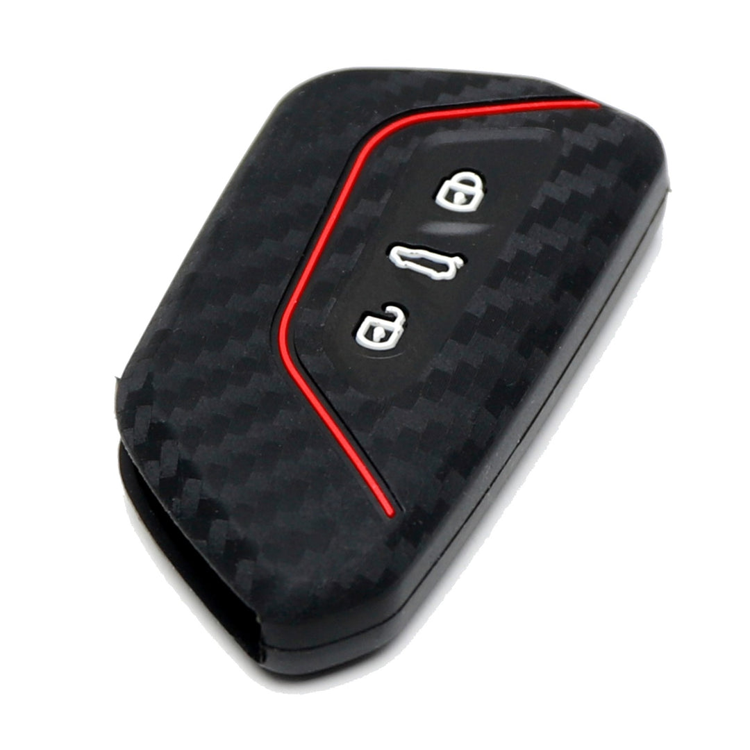 Carbon Fiber Pattern Silicone Key Fob Cover for 2020-2021 Volkswagen Golf and 2020-2024 GTI