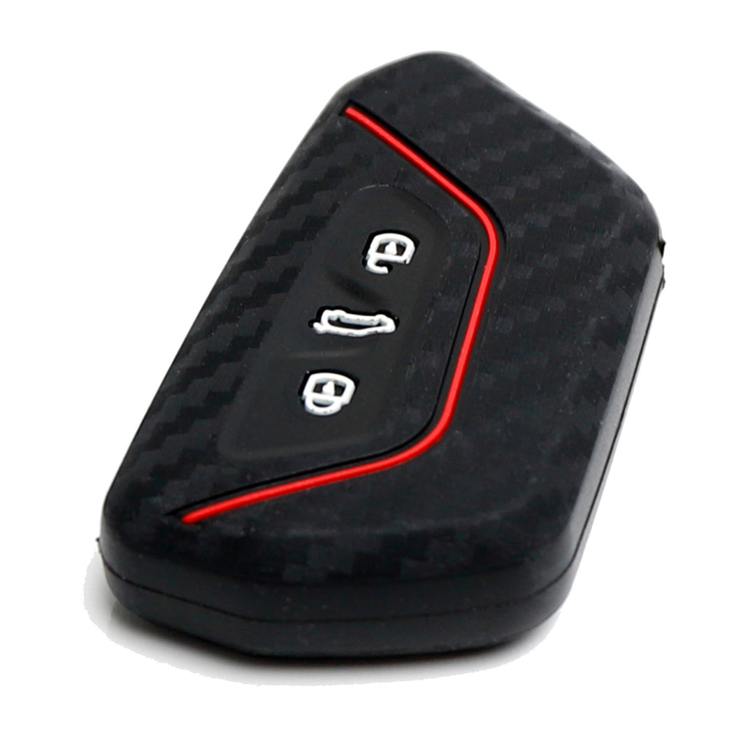 Carbon Fiber Pattern Silicone Key Fob Cover for 2020-2021 Volkswagen Golf and 2020-2024 GTI