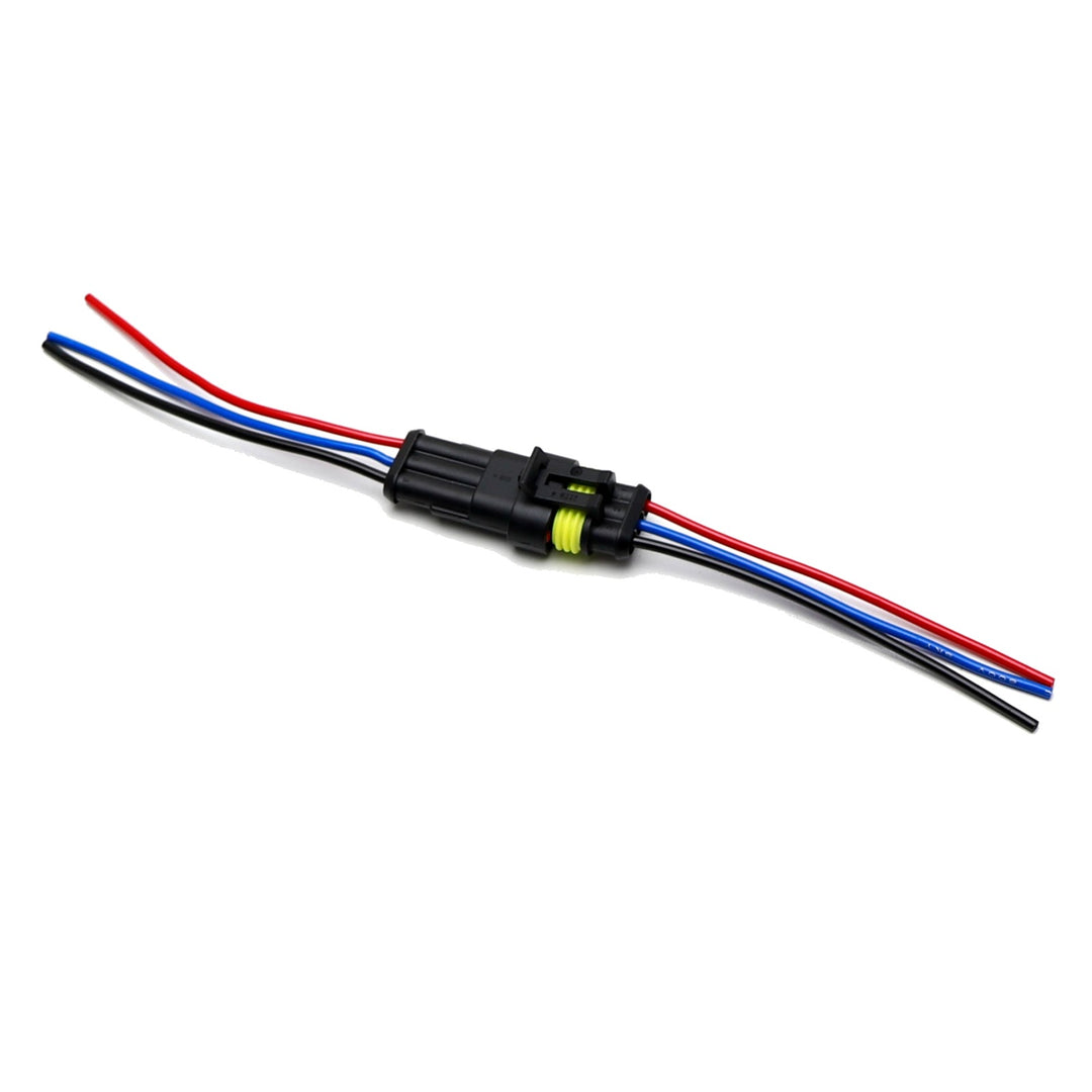 3-Wire Waterproof Male and Female Pigtail Connectors with 18 AWG Wires