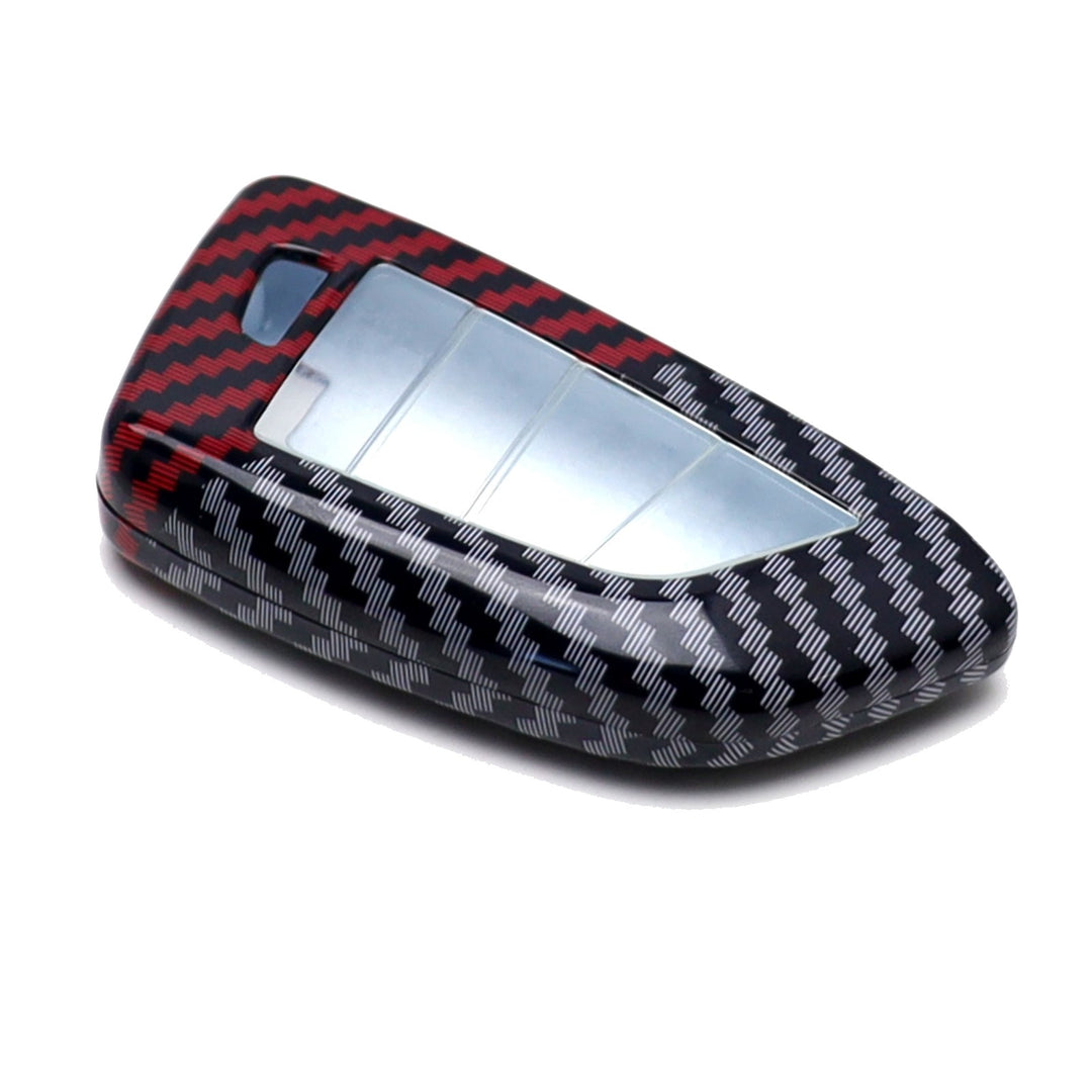 Black Red Carbon Fiber Pattern Key Fob Cover for 2016-2025 BMW 5 Series 7 Series X5 X6