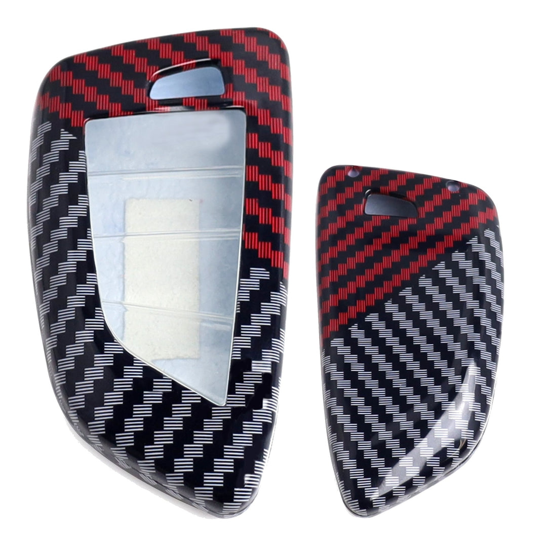 Black Red Carbon Fiber Pattern Key Fob Cover for 2016-2025 BMW 5 Series 7 Series X5 X6