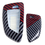 Black Red Carbon Fiber Pattern Key Fob Cover for 2016-2025 BMW 5 Series 7 Series X5 X6