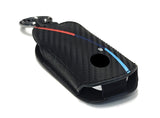 M-Color Carbon Fiber Pattern Leather Key Holder for 2023-2026 BMW X5 X7 iX 4 5 7 Series