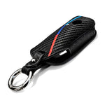 M-Color Carbon Fiber Pattern Leather Key Holder for 2023-2026 BMW X5 X7 iX 4 5 7 Series