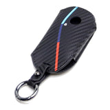 M-Color Carbon Fiber Pattern Leather Key Holder for 2023-2026 BMW X5 X7 iX 4 5 7 Series