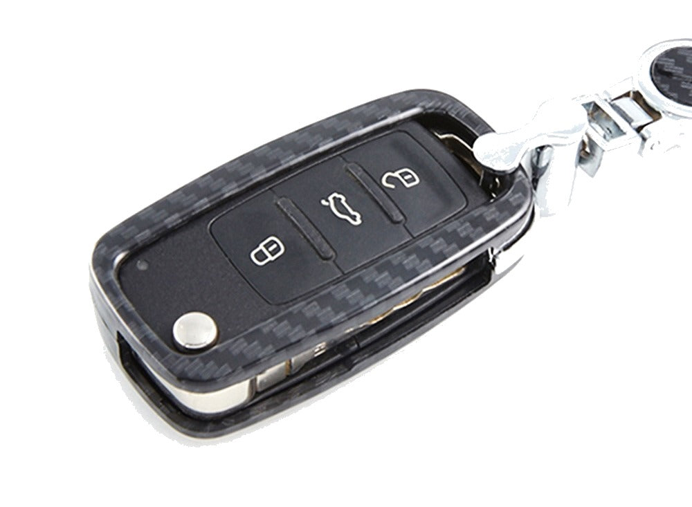 Carbon Fiber Pattern Flip Key Shell for 2015-2017 Volkswagen Jetta, Passat, Tiguan and 2015-2016 Beetle