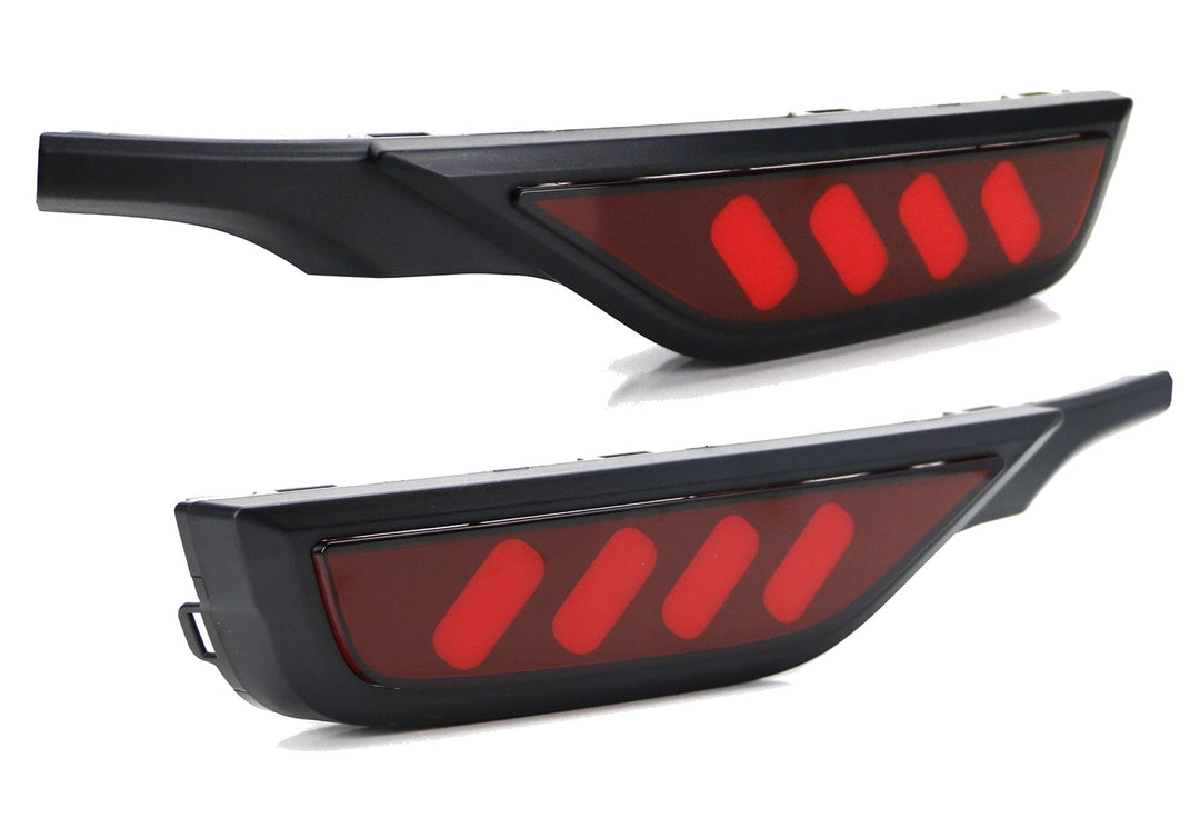 Red Lens LED Bumper Reflector Lights with Sequential Turn Signal for 2018-2020 Honda Fit
