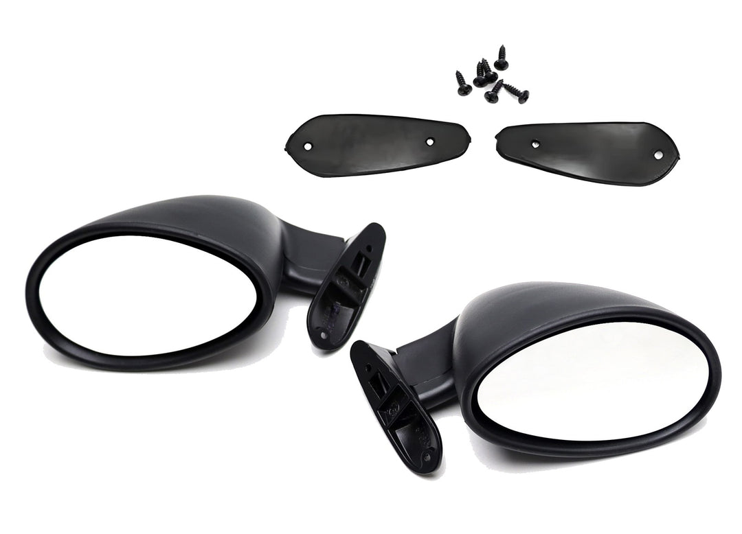 Matte Black Retro Oval Side Mirrors Universal