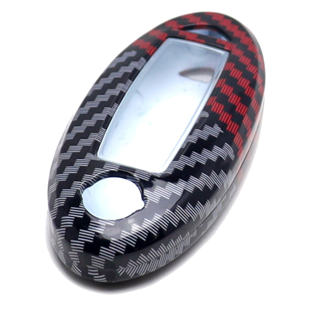 Black Red Carbon Fiber Pattern Key Fob Cover for 2023-2025 Nissan and Infiniti Oval Smart Keys