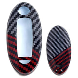 Black Red Carbon Fiber Pattern Key Fob Cover for 2023-2025 Nissan and Infiniti Oval Smart Keys