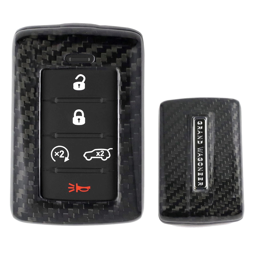 Genuine Carbon Fiber Key Fob Cover for 2021-2025 Jeep Grand Cherokee Wagoneer 68577124AA