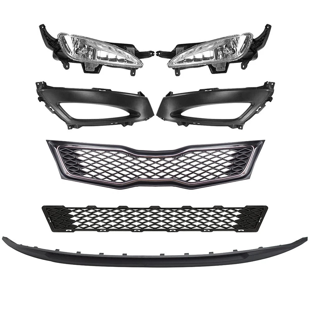 2011–2013 Kia Optima SX Front Grille Fog Light Kit, 7 Pieces