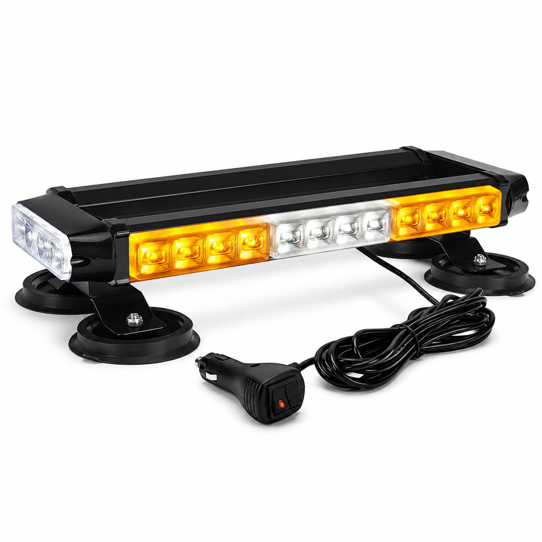 15-Inch White Amber 32-LED Magnetic Roof Strobe Bar