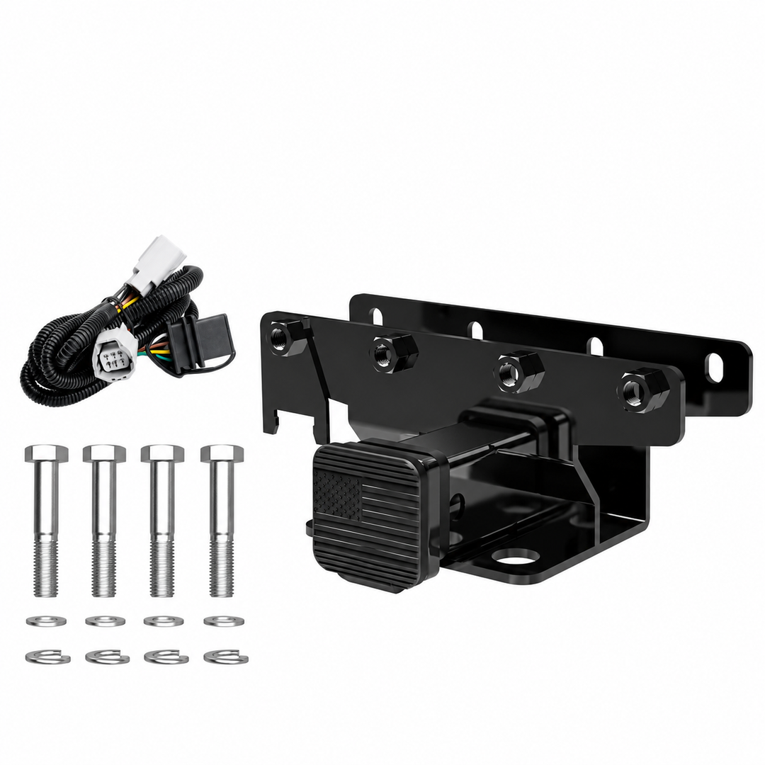 2 Inch Tow Hitch Receiver with Wiring Harness and Cover for 2007-2018 Jeep Wrangler JK