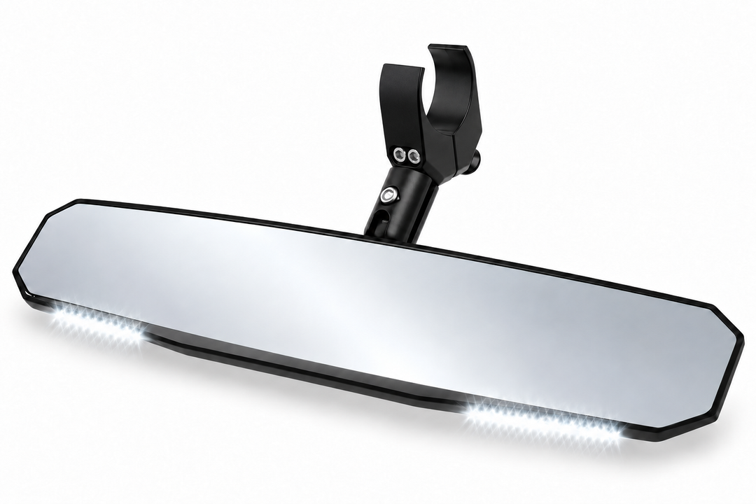 17-Inch Convex UTV Center Mirror with Push-Button LED Lights