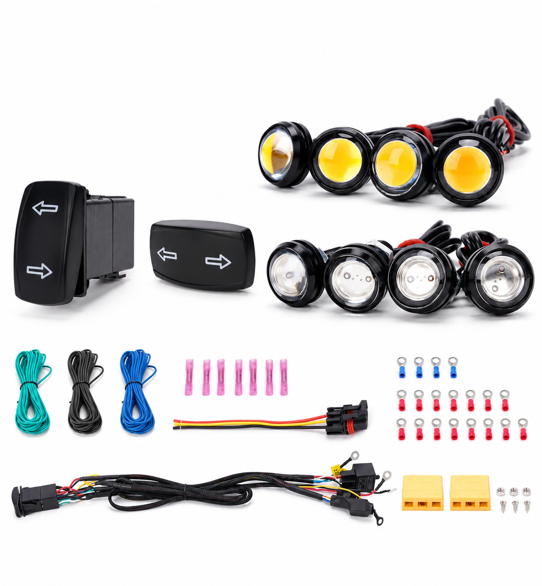 UTV LED Turn Signal Kit with Rocker Switch and Eight Lamps