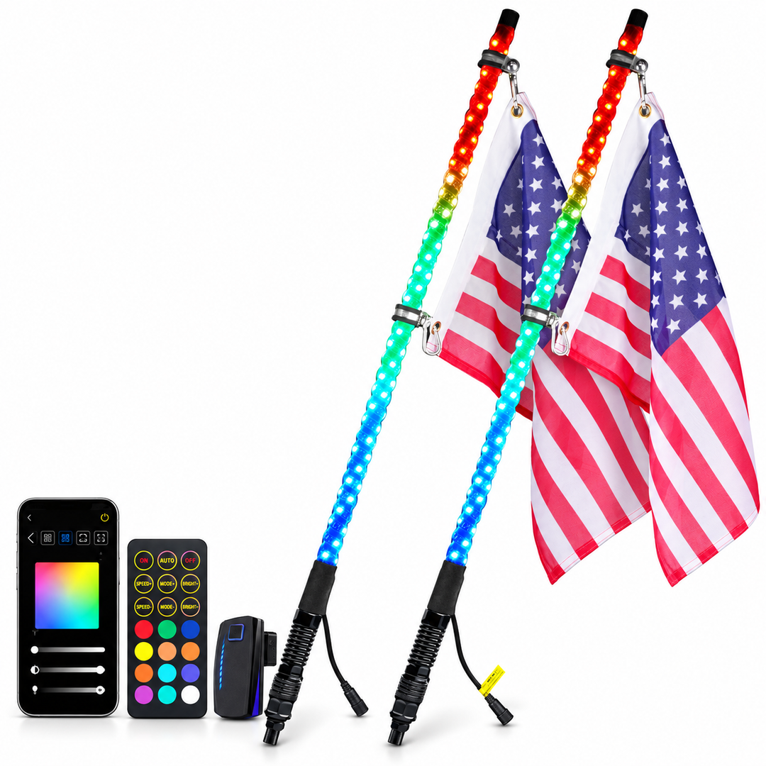 3-Foot RGB Chasing Whip Lights with Spring Bases, Pair
